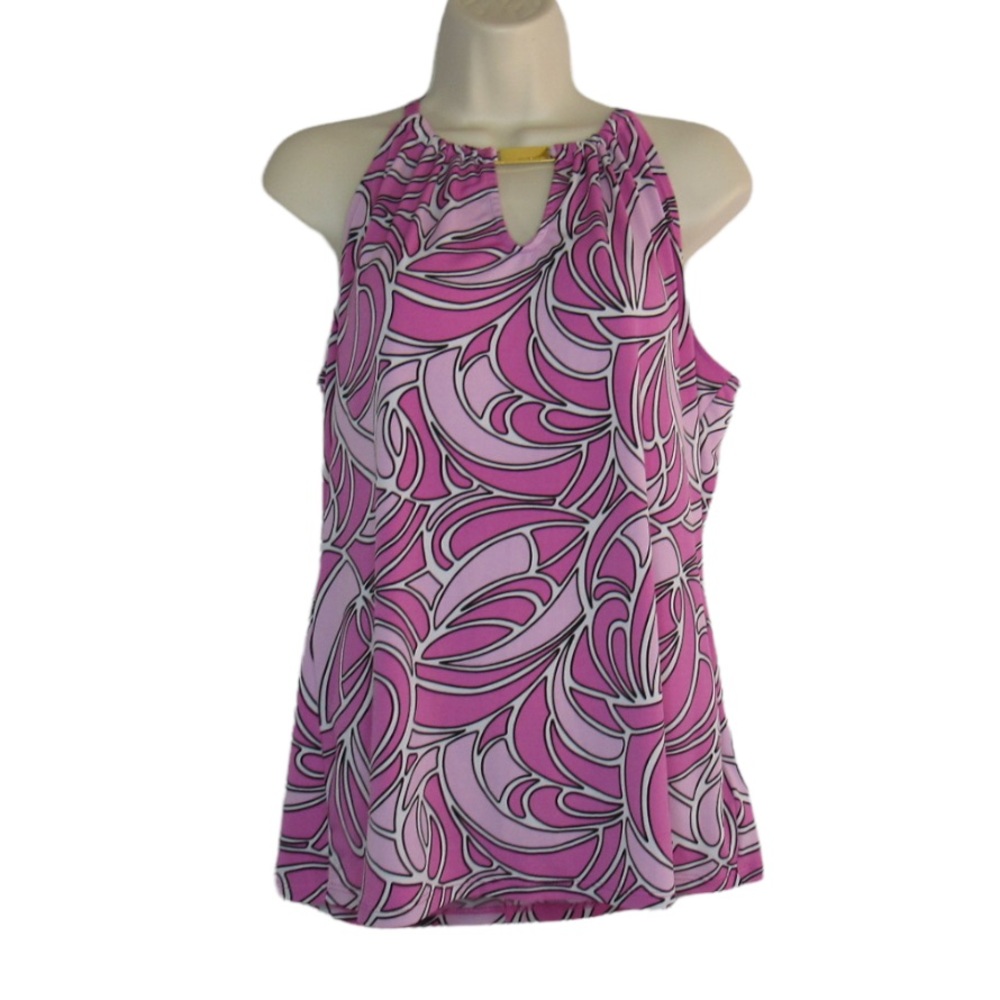 MICHAEL Michael Kors Women's Sleeveless Halter Neckline Top w/Gold Plate Size M